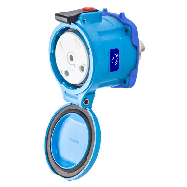 33-64162 - DS60 RECEPTACLE POLY BLUE SIZE 4 TYPE 3R 2P+G 60A 208 VAC 60 Hz NO AUX